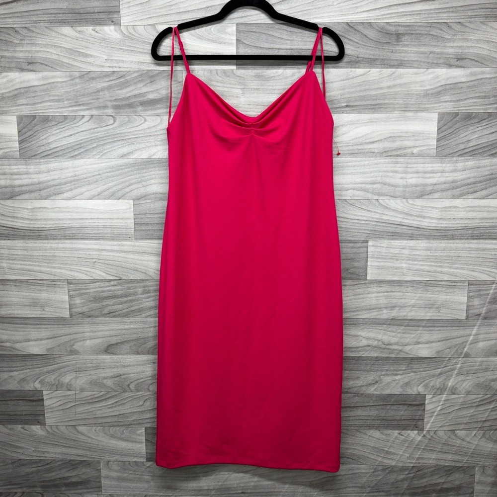 Zara Sheath Dress Women's L Pink Polyester Sleeveless Adjustable Straps Stretch